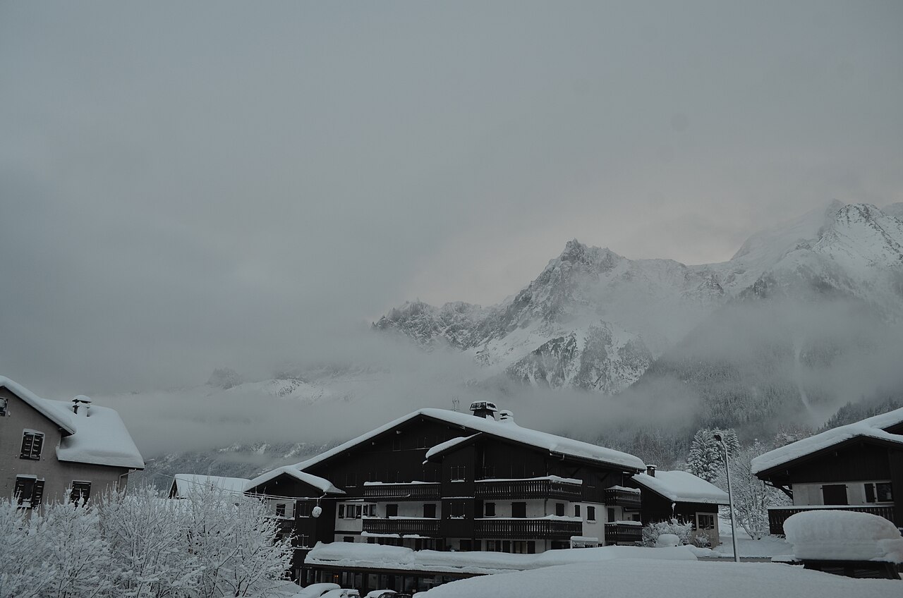 Les Houches sous la neige en janvier 2011 ; illustration du paysage hivernal de la commune.